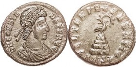 CONSTANS , 1/2 Centenionalis, FEL TEMP REPARATIO, Phoenix atop rocks, ASIS followed by a symbol; EF, perfectly centered, lgnds crude mainly on rev, gl...