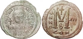 Follis, S163, Facing bust, CON XII, Offic. B; Choice VF+, centered on large 41 mm flan, boldly struck with no wkness, rich green patina on obv, rev co...