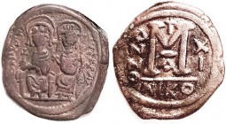 Follis, S369, NIKO-XI-A ; F-VF/VF, well centered, brown patina, sl obv crudeness but some detail on figures, rev quite bold. (An F-VF/VF brought $135 ...