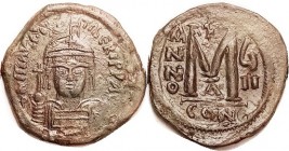 Follis, S494, Facg bust/CON-uII-A; VF, nrly centered, olive-brown patina, minor crudeness, everything clear including face. (A GVF brought $440, F&S 1...