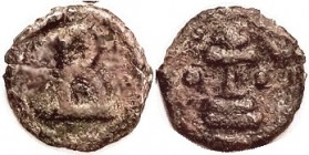 BASIL I , Cherson cast Æ, S1719, Large B/cross on steps; F-VF, well centered on large flan, moderately rough brownish patina, but features fully clear...