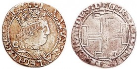 ITALY , Naples, Ferdinand I, of Aragon (Isabella's hubby) 1458-94, Ar Coronato, Bust r, C behind (scarce var)/outlined cross, 25 mm; F-VF, centered, t...