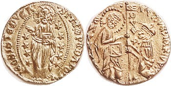 Venice, Antonio Venier, 1382-1400, GOLD Ducat, 20+ mm, Christ stg facg/Christ & ...