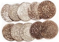 LIVONIA , Solidus, 16 mm, LOT of 10 diff dates, 1645-55, average crude VG or so, dates visible (obviously).