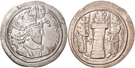 Hormizd II, 302-09, Drachm, bust r/fire altar, 28 mm, EF, good strike with rev fully detailed, bright silver, teensy edge cracks. (A VF brought $221 o...