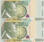 Albania, 1.000 Leke, 2001, UNC, p69, (Total 2 consecutive banknotes)
Serial Number: SD 374018-19
Estimate: 50-100 USD