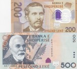Albania, 200-500 Leke, UNC, pNew, (Total 2 banknotes)
200 Leke, 2017, Polymer Plastic Banknote; 500 Leke, 2015 
Serial Number: AA0383310, KA110203
...