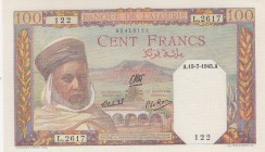 Algeria, 100 Francs, 1945, UNC, p85 
Serial Number: L.2617 122
Estimate: 150-300 USD