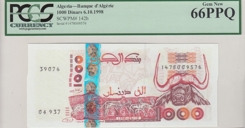 Algeria, 1.000 Dinars, 1998, UNC, p142b 
PCGS 66 PPQ
Serial Number: 1478009576...