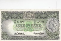 Australia, 1 Pound, 1953-1960, VF, p30 
Serial Number: HK 55 524348
Estimate: 35-70 USD