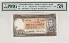 Australia, 10 Shillings, 1961/1965, AUNC, p33a 
PMG 58
Serial Number: AG/09 638234
Estimate: 250-500 USD