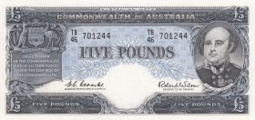 Australia, 5 Pounds, 1960/1965, AUNC, p35a 
Serial Number: TB/46 701244
Estimate: 175-350 USD