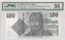 Australia, 100 Dollars, 1992, AUNC, p48d 
PMG 55 
Serial Number: ZKP 852965
Estimate: 200-400 USD