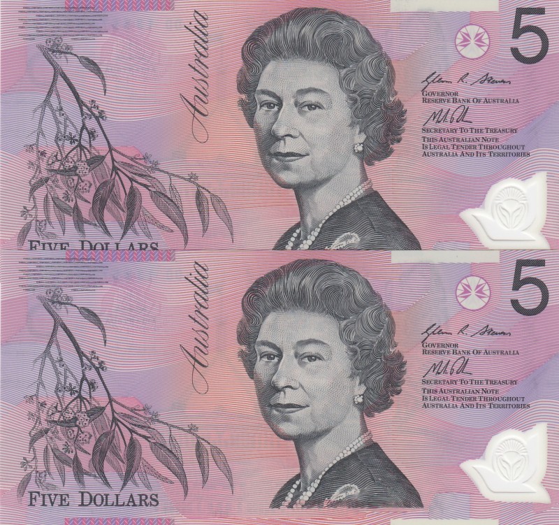 Australia, 5 Dollars, 2013, UNC, p57h, (Total 2 banknotes)
Queen Elizabeth II p...