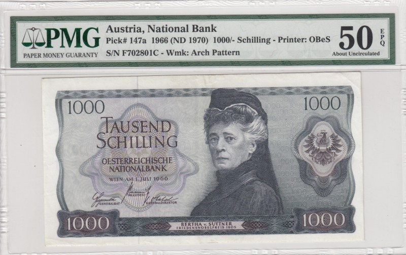 Austria, 1.000 Schillings, 1970, AUNC, p147a 
PMG 50
Serial Number: F702801C
...