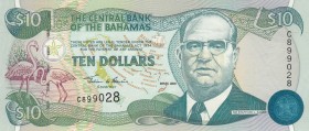 Bahamas, 10 Dollars, 2000, UNC, p64 
Serial Number: C899028
Estimate: 60-120 USD