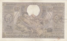 Belgium, 100 Francs-20 Belgas, 1938, VF, p107 
There are stain.
Serial Number: 3469W247
Estimate: 25-50 USD