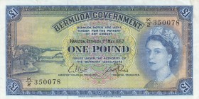 Bermuda, 1 Pound, 1957, XF, p20c 
Portrait of Queen Elizabeth II
Serial Number: K/2 350078
Estimate: 75-150 USD