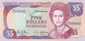 Bermuda, 5 Dollars, 1989, UNC, p35a 
Serial Number: B1 999040
Estimate: 100-200 USD
