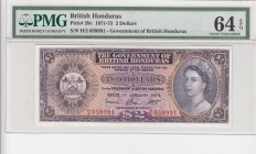 British Honduras, 2 Dollars, 1971-73, UNC, p29c 
PMG 64 EPQ
Serial Number: H/2 059991
Estimate: 300-600 USD