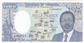 Cameroun, 1.000 Francs, 1990, UNC, p26b 
Serial Number: 999631
Estimate: 75-150 USD