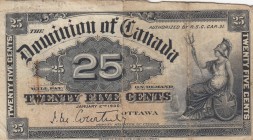 Canada, 25 Cents, 1900, FINE, p9a 
Estimate: 25-50 USD