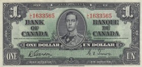 Canada, 1 Dollar , 1937, XF, p58 
Serial Number: L/L 1633565
Estimate: 25-50 USD