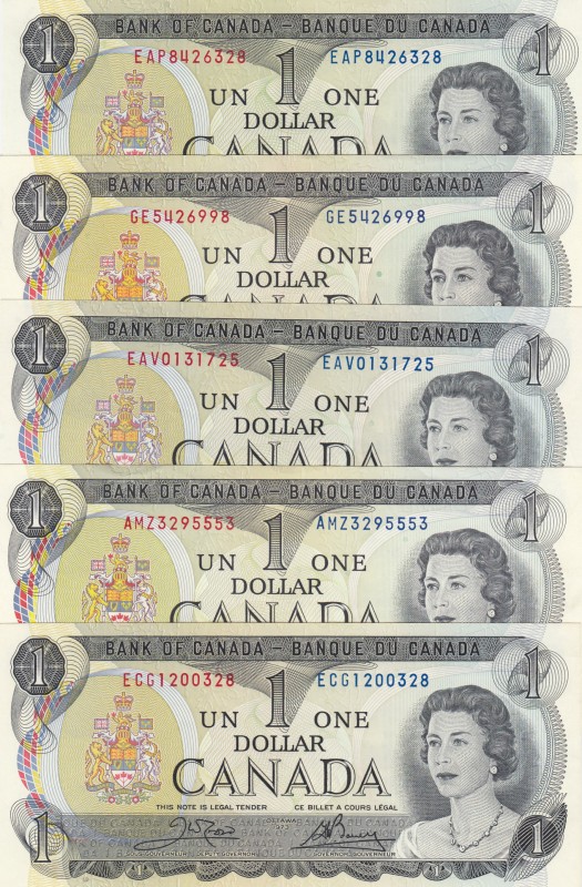 Canada, 1 Dollar , 1973, UNC, p85c, (Total 5 banknotes)
Estimate: 25-50 USD
