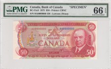 Canada, 50 Dollars, 1975, UNC, p90as, SPECIMEN
PMG 66 EPQ
Serial Number: HA000000
Estimate: 400-800 USD