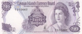 Cayman Islands, 40 Dollars, 1981, UNC, p9a 
Serial Number: A1105667
Estimate: 200-400 USD