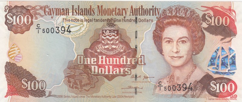 Cayman Islands, 100 Dollars, 2006, UNC, p37a 
Serial Number: C/I 500394
Estima...