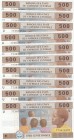 Central African States, 500 Francs, 2002, UNC, p206U, (Total 10 consecutive banknotes)
U for Cameroun
Serial Number: U 773674507-516
Estimate: 50-1...
