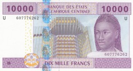 Central African States, 10.000 Francs, 2002, UNC, p210U 
U for Cameroun
Serial Number: U 607776262
Estimate: 40-80 USD