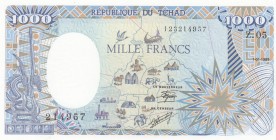 Chad, 1.000 Francs, 1989, UNC, p10Aa 
Serial Number: Z.05 214957
Estimate: 75-150 USD