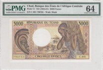 Chad, 5.000 Farncs, 1984-91, UNC, p11 
PMG 64
Serial Number: C.001 790765
Estimate: 125-250 USD
