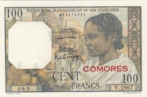Comoros, 100 Francs, 1963, UNC, p3b 
Serial Number: Y.2967 069
Estimate: 125-250 USD
