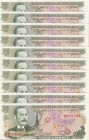 Costa Rica, 5 Colones, 1989, UNC, p236d, (Total 10 consecutive banknotes)
Serial Number: D55707754-63
Estimate: 25-50 USD