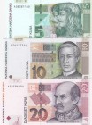 Croatia, 5-10-20 Kuna, UNC, (Total 3 banknotes)
5 Kuna, 2001, p37a; 10 Kuna, 2012, p38b; 20 Kuna, 2012, p39b
Serial Number: A0838116D, B7611732C, A5...