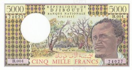 Djibouti, 5.000 Francs, 1979, UNC, 
Serial Number: B.004 74027
Estimate: 60-120 USD