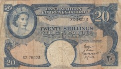 East Africa, 20 Shillings, 1958, FINE, p39 
Serial Number: S2 76023
Estimate: 30-60 USD