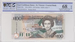 East Caribbean States, 100 Dollars, 2003, UNC, p46v 
PCGS 68 OPQ
Serial Number: C 937873 V
Estimate: 100-200 USD