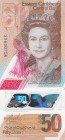 East Caribbean States, 50 Dollars, 2019, UNC, pNew 
Queen Elizabeth II potrait, polymer plastic banknote
Serial Number: SX630756
Estimate: 40-80 US...