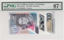 East Caribbean States, 100 Dollars, 2019, UNC, pNew 
PMG 67 EPQ
Serial Number: WE033853
Estimate: 75-150 USD