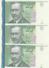 Estonia, 25 Krooni, 2007, UNC, p87, (Total 3 consecutive banknotes)
Serial Number: CL 370387-89
Estimate: 30-60 USD