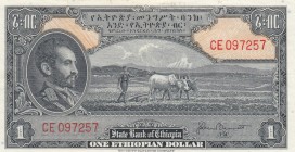 Ethiopia, 1945, XF, p12b 
Serial Number: CE 097257
Estimate: 40-80 USD