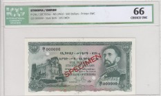 Ethiopia, 500 Dollars, 1961, UNC, p24s, SPECIMEN
ICG 66
Serial Number: G/I 000000
Estimate: 200-400 USD