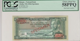 Ethiopia, 1 Dollar, 1966, AUNC, p25s, SPECIMEN
PCGS 58 PPQ
Serial Number: A000000
Estimate: 100-200 USD