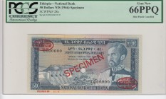 Ethiopia, 50 Dollars, 1966, UNC, p28s, SPECIMEN
PCGS 66 PPQ
Serial Number: C000000
Estimate: 200-400 USD
