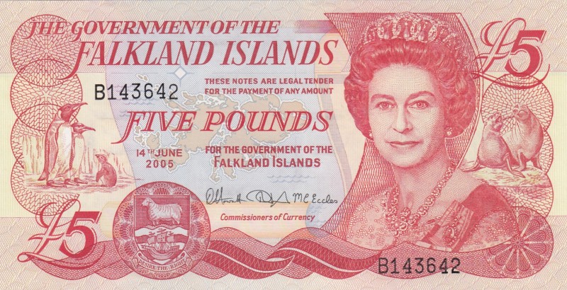 Falkland Islands, 2005, UNC, p17a 
Serial Number: B143642
Estimate: 15-30 USD