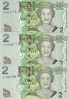 Fiji, 2 Dollars, 2011, UNC, p109b, (Total 3 banknotes)
Serial Number: DT702704, DT703011, DQ861174
Estimate: 15-30 USD